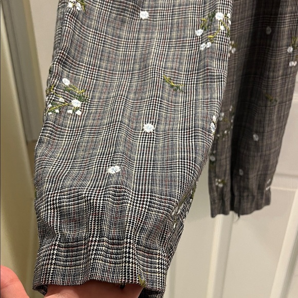 MAJORELLE Plaid Trousers with Floral Embroidery - Picture 3 of 12